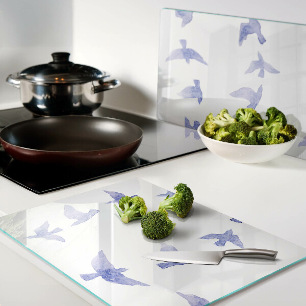 Glas schneidebrett Vögel in Blautönen