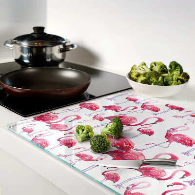 Schneidebrett Flamingos vor weißem Hintergrund