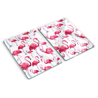 Schneidebrett mit Flamingo-Motiv vor weißem Hintergrund