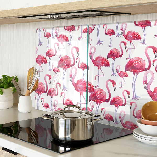 Schneidebrett Flamingos vor weißem Hintergrund