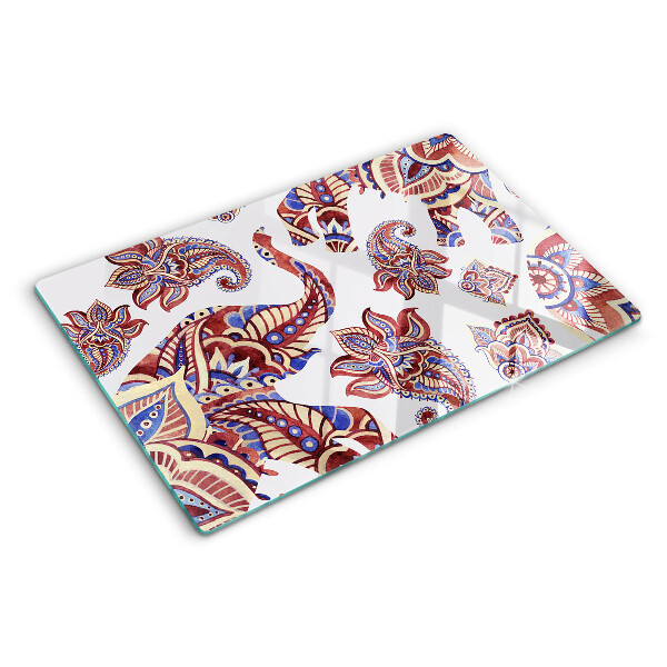 Glas Schneidebrett mit Paisley-Motiv und Blumenmuster