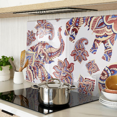 Glas Schneidebrett mit Paisley-Motiv und Blumenmuster