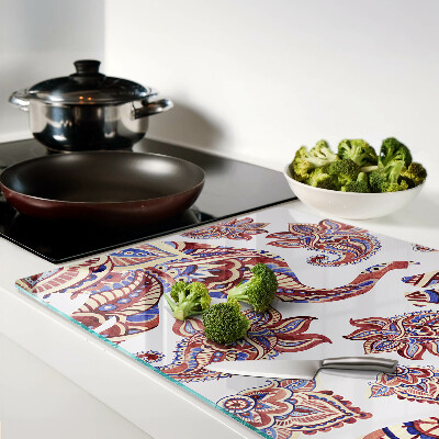 Glas Schneidebrett mit Paisley-Motiv und Blumenmuster