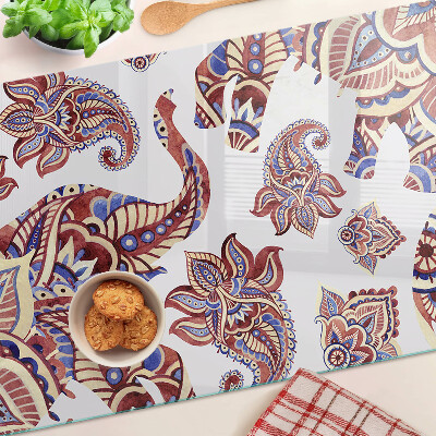 Glas Schneidebrett mit Paisley-Motiv und Blumenmuster