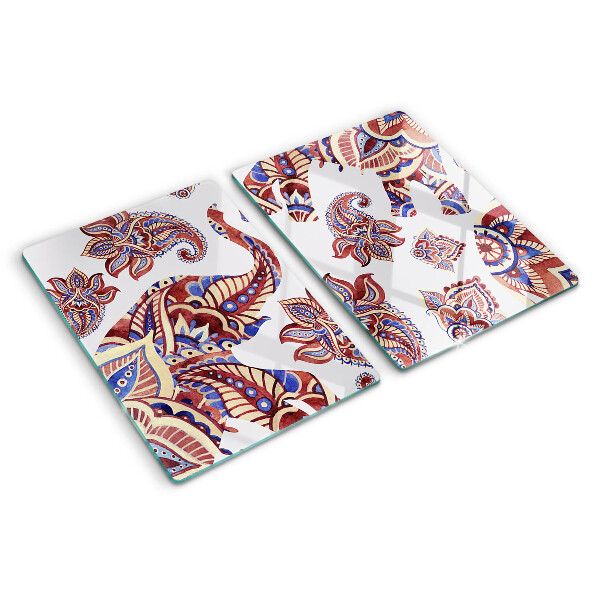 Glas Schneidebrett mit Paisley-Motiv und Blumenmuster