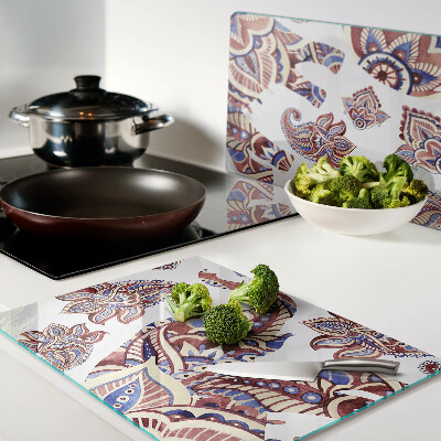 Glas Schneidebrett mit Paisley-Motiv und Blumenmuster