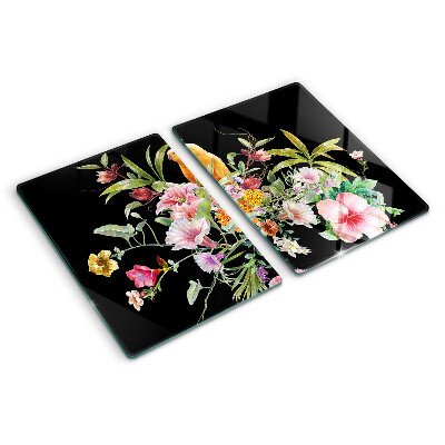 Schneidebrett mit Blumen- und Vogelmotiv