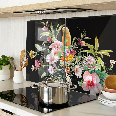 Schneidebrett mit Blumen- und Vogelmotiv