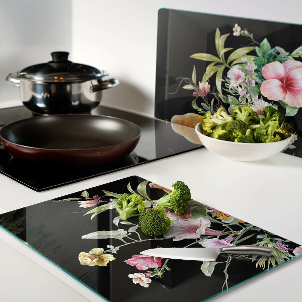 Schneidebrett Blumen und Vögel