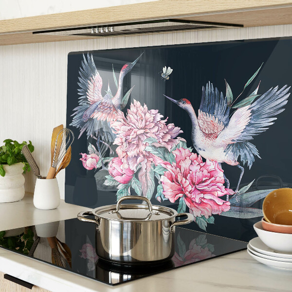 Schneidebrett glas Blumen und Vögel