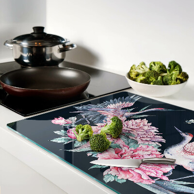 Schneidebrett glas Blumen und Vögel