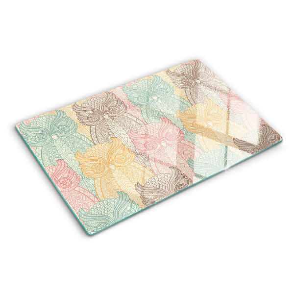 Schneidebrett Blumen- und Vogelmotiv