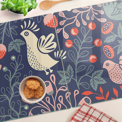 Schneidebrett glas Vögel und Früchte im Volksstil