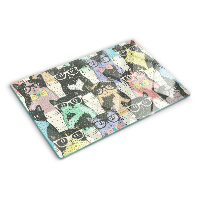 Schneidebrett mit Motiv von Katzen mit Brille