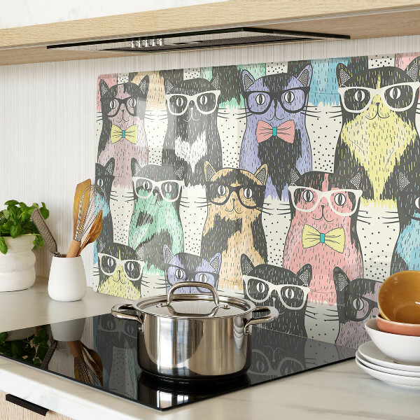 Schneidebrett mit Motiv von Katzen mit Brille