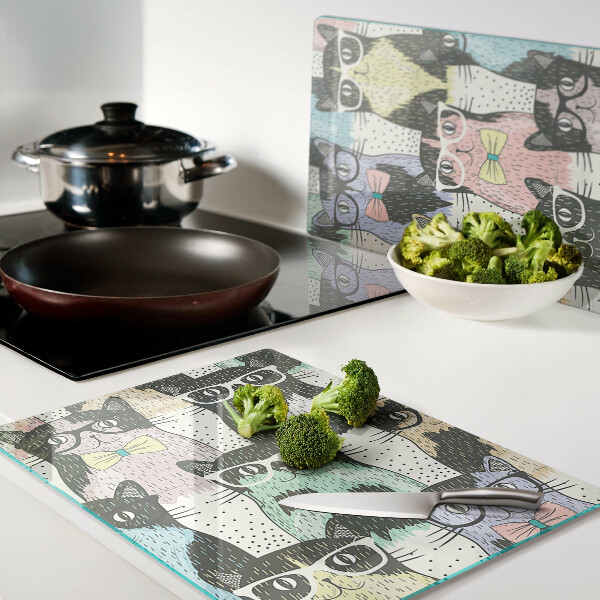 Schneidebrett mit Motiv von Katzen mit Brille