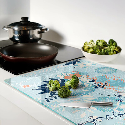 Glas schneidebrett Blumen und Vögel im orientalischen Stil