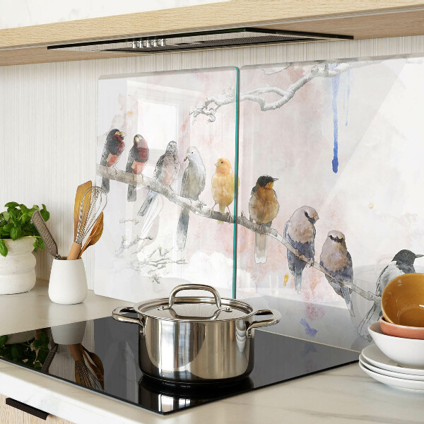 Schneidebrett Glas mit Motiv: Vögel auf einem Ast