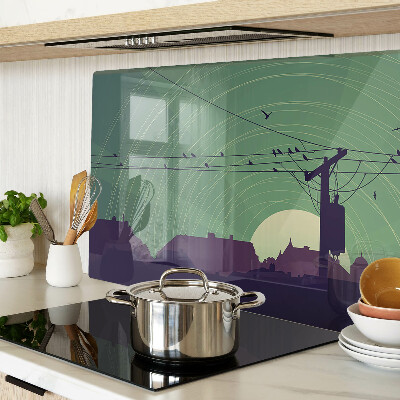 Glas schneidebrett Vögel auf Stromleitungen