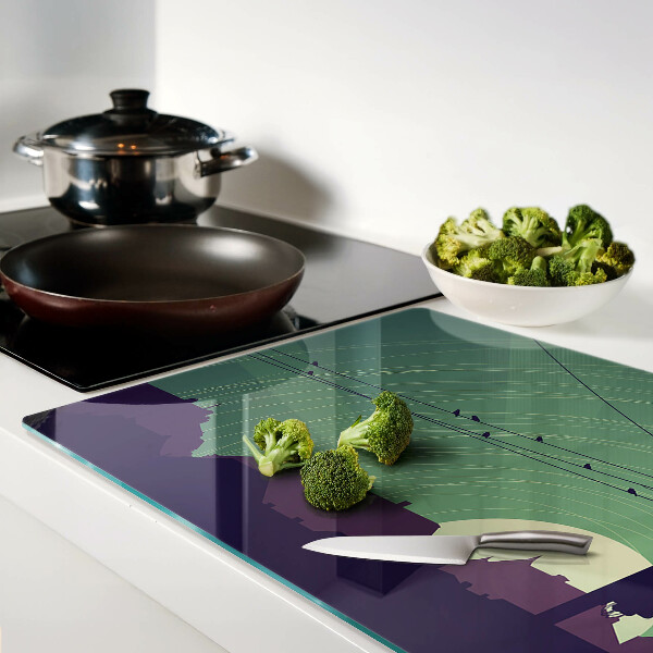 Glas schneidebrett Vögel auf Stromleitungen