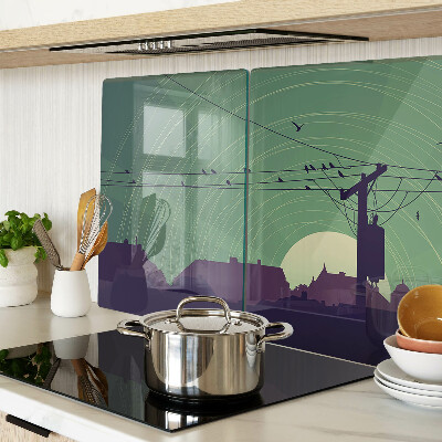 Glas schneidebrett Vögel auf Stromleitungen