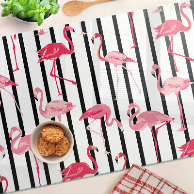 Glas schneidebrett Flamingos auf Streifen