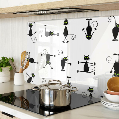 Schneidebrett Glas mit schwarzem Katzenmotiv und grünen Augen