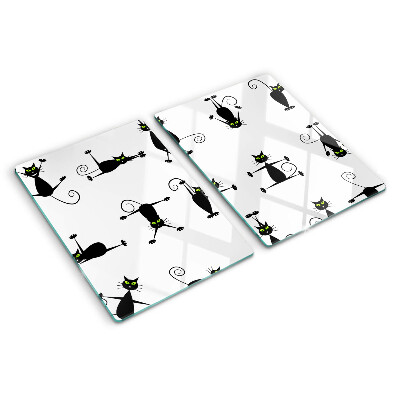 Schneidebrett Glas mit schwarzem Katzenmotiv und grünen Augen