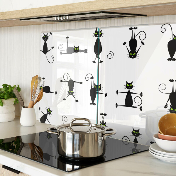 Schneidebrett Glas mit schwarzem Katzenmotiv und grünen Augen