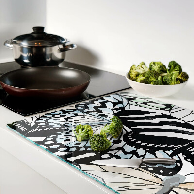 Schneidebrett Glas mit Schmetterlingsmotiv in verschiedenen Farben