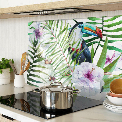 Glas schneidebrett Tropisches Motiv mit Vögeln und Pflanzen