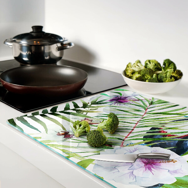 Glas schneidebrett Tropisches Motiv mit Vögeln und Pflanzen