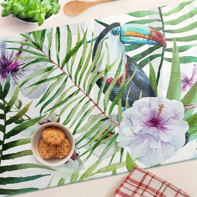 Glas schneidebrett Tropisches Motiv mit Vögeln und Pflanzen