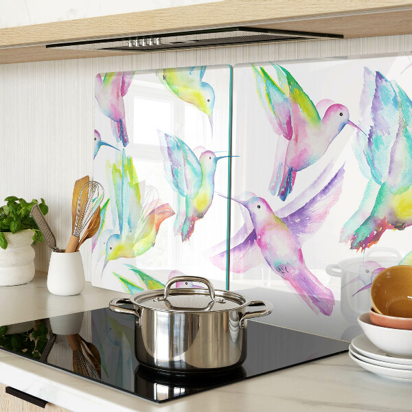 Schneidebrett glas Kolibris im Aquarellstil