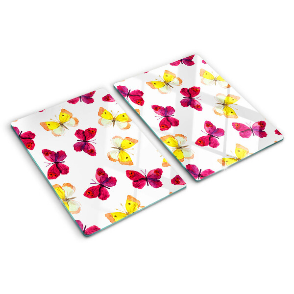 Schneidebrett mit Schmetterlingsmotiv in Frühlingsfarben