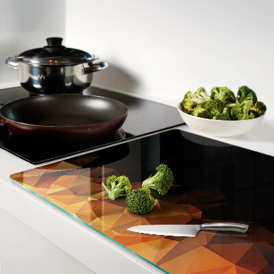 Glas-Schneidebrett mit einem Motiv brennendes Lagerfeuer im geometrischen Stil