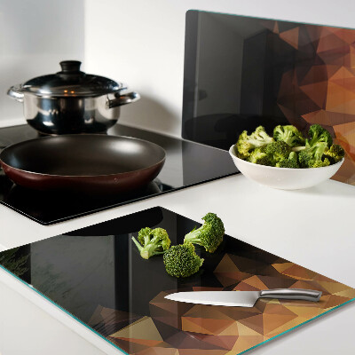 Glas-Schneidebrett mit einem Motiv brennendes Lagerfeuer im geometrischen Stil