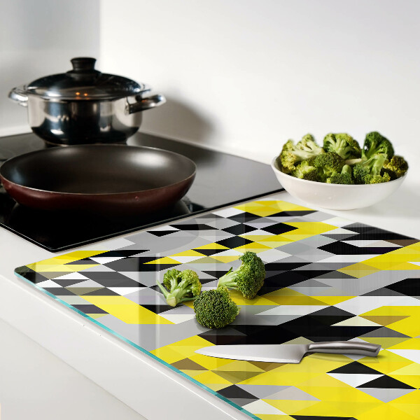 Glas schneidebrett Geometrie in Gelb- und Schwarztönen