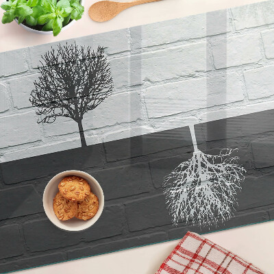 Schneidebrett glas Ein Baum vor einem Backsteinhintergrund