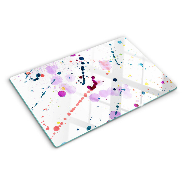 Schneidebrett mit abstraktem Farbspritzermotiv