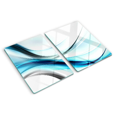 Schneidebrett Glas mit wellenförmigem Muster in Blautönen