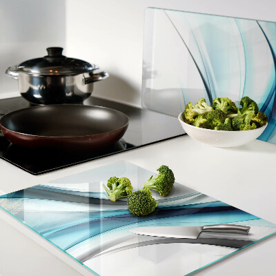 Schneidebrett glas Wellen in Blautönen