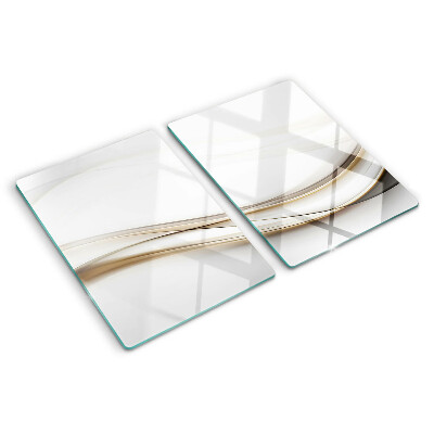 Glas-Schneidebrett mit abstrakten Wellen in Beigetönen