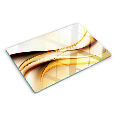 Schneidebrett glas Abstrakte Wellen in Goldtönen