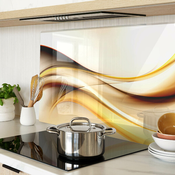 Schneidebrett glas Abstrakte Wellen in Goldtönen
