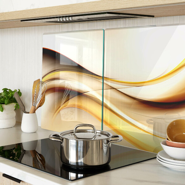 Schneidebrett glas Abstrakte Wellen in Goldtönen