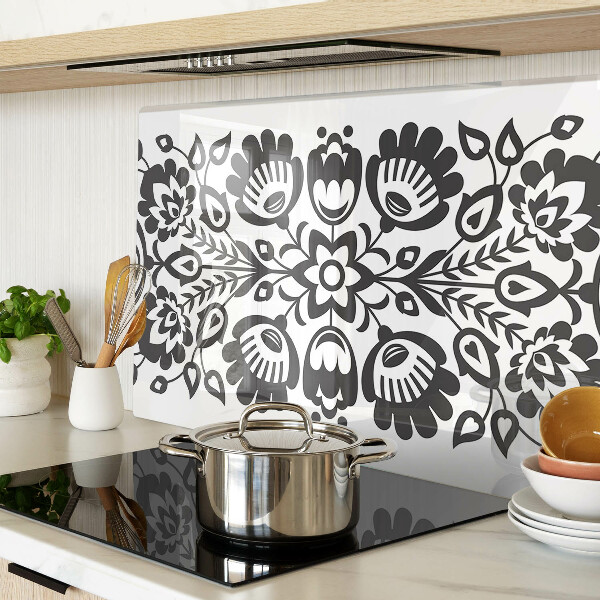 Schneidebrett Glas mit Blumenmotiv im Volkststil