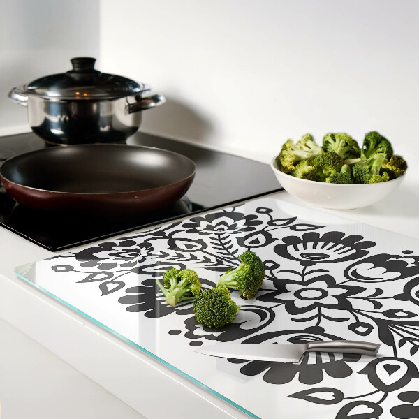 Schneidebrett glas Blumenmotiv im Volksstil