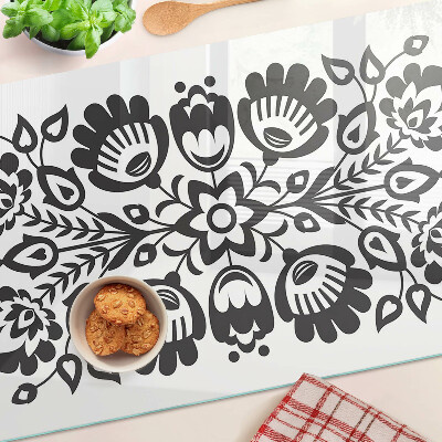 Schneidebrett glas Blumenmotiv im Volksstil