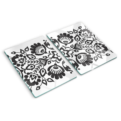 Schneidebrett Glas mit Blumenmotiv im Volkststil